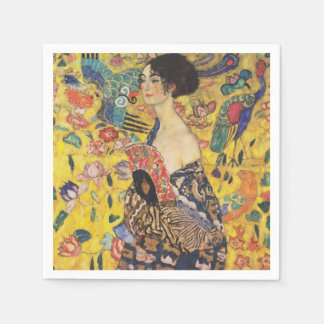 Gustav Klimt Lady mit Fan Art Nouveau Malerei Serviette