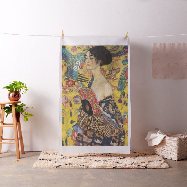Gustav Klimt Lady mit Fan Art Nouveau Malerei Stoff (Beispiel)