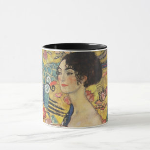 Gustav Klimt Lady mit Fan Art Nouveau Malerei Tasse