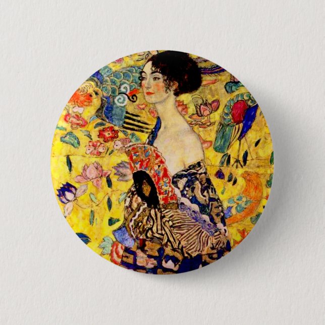 Gustav Klimt Lady mit Fan Button (Vorderseite)