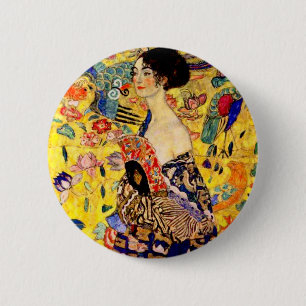 Gustav Klimt Lady mit Fan Button