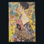 Gustav Klimt - Lady mit Fan Geschirrtuch<br><div class="desc">Lady with Fan - Gustav Klimt,  Oil on Leinwand,  1917-1918</div>