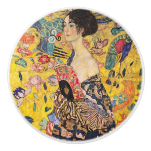 Gustav Klimt - Lady mit Fan Keramikknauf