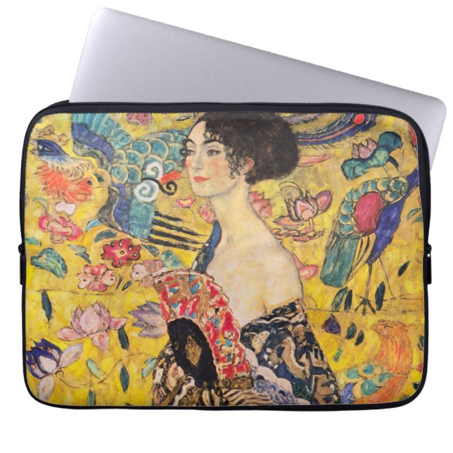 Gustav Klimt - Lady mit Fan Laptopschutzhülle (Vorderseite)
