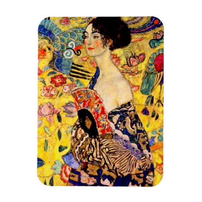 Gustav Klimt Lady mit Fan Magnet (Vertikal)