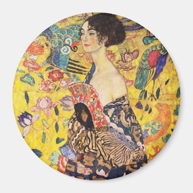 Gustav Klimt Lady mit Fan Magnet (Vorne)