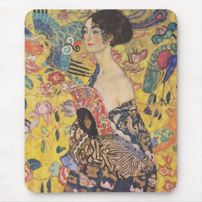 Gustav Klimt Lady mit Fan-Mauspad Mousepad (Vorne)