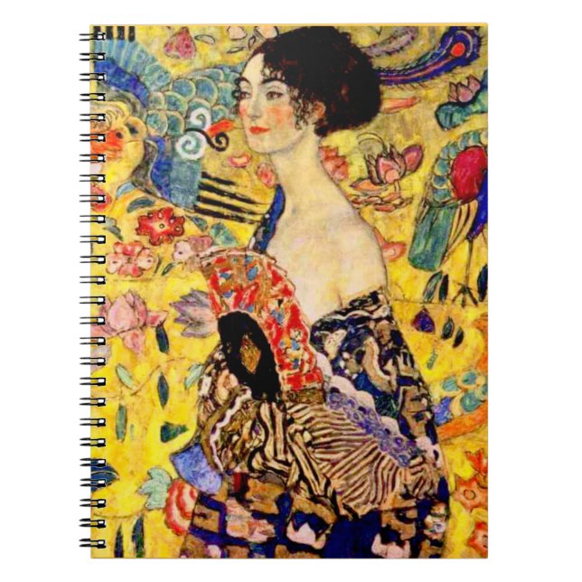 Gustav Klimt Lady mit Fan Notizblock (Vorderseite)
