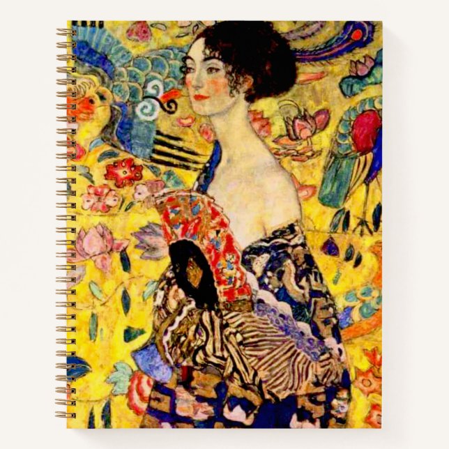 Gustav Klimt Lady mit Fan Notizbuch (Vorderseite)