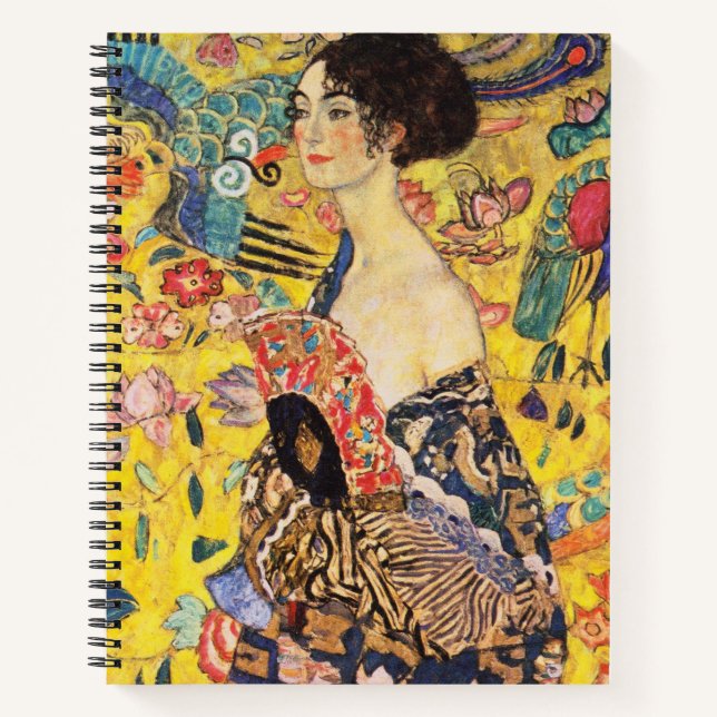 Gustav Klimt Lady mit Fan Notizbuch (Vorderseite)