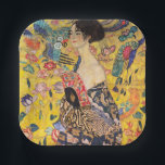 Gustav Klimt - Lady mit Fan Pappteller<br><div class="desc">Lady with Fan - Gustav Klimt,  Oil on Leinwand,  1917-1918</div>