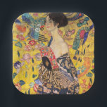 Gustav Klimt - Lady mit Fan Pappteller<br><div class="desc">Lady with Fan - Gustav Klimt,  Oil on Leinwand,  1917-1918</div>