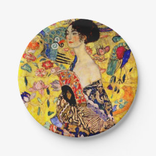 Gustav Klimt Lady mit Fan Pappteller