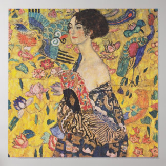 Gustav Klimt Lady mit Fan Poster