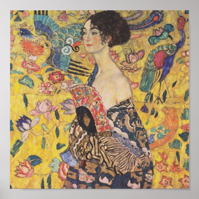 Gustav Klimt Lady mit Fan Poster (Vorne)