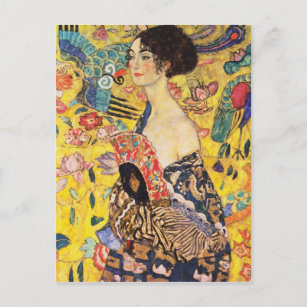 Gustav Klimt Lady mit Fan Postkarte