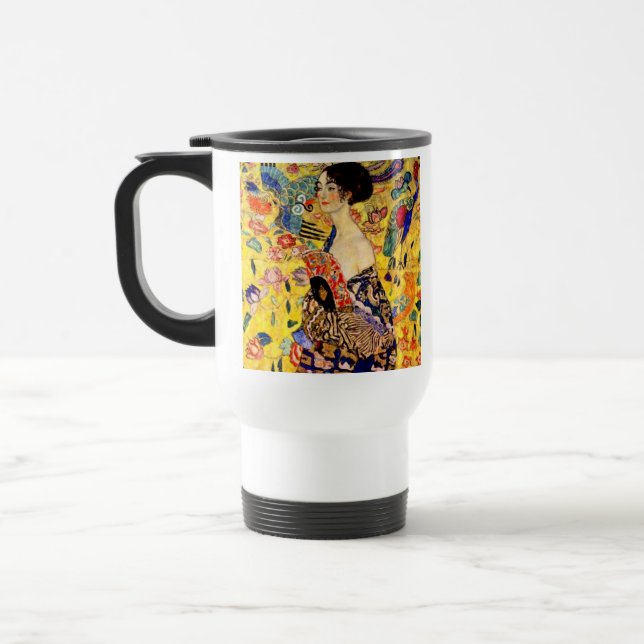 Gustav Klimt Lady mit Fan Reisebecher (Links)