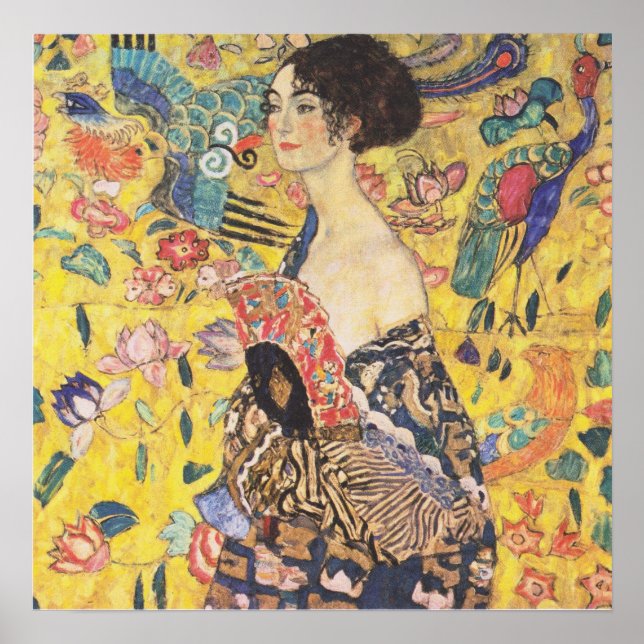 Gustav Klimt - Lady mit Fan Reproduction Poster (Vorne)