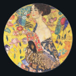 Gustav Klimt Lady mit Fan Runder Aufkleber<br><div class="desc">Gustav Klimt Lady mit Fan</div>