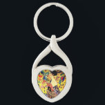 Gustav Klimt Lady mit Fan Schlüsselanhänger<br><div class="desc">Schlüsselanhänger mit Gustav Klimts Ölgemälde Lady mit Fan (1918). Eine Frau,  die einen blauen Kimono trägt,  hält einen roten Fan vor einem bunten,  gelben Hintergrund von Blume und Pfauen. Ein großartiges Geschenk für die Fans von Japonisme und europäischer Kunst.</div>