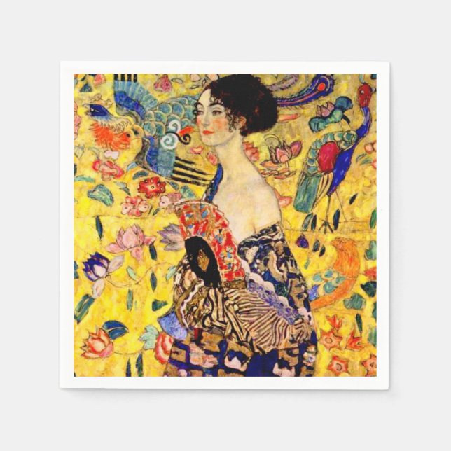 Gustav Klimt Lady mit Fan Serviette (Vorderseite)