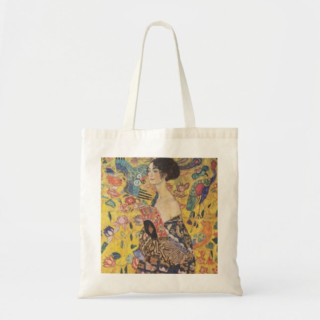 Gustav Klimt Lady mit Fan Tote Tasche (Vorne)