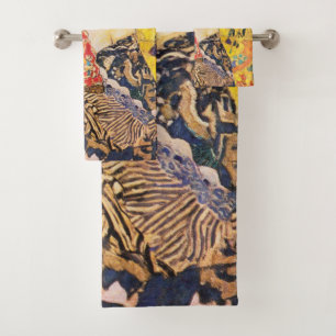 Gustav Klimt Lady mit Lüfter Badhandtuch Set