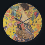 Gustav Klimt - Lady With Fan Große Wanduhr<br><div class="desc">Gustav Klimt - Lady With Fan 1918</div>