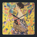Gustav Klimt “ Lady with fan ” Quadratische Wanduhr<br><div class="desc">私はKlimtが好きな人のためにこの壁掛け時計を作りました。</div>