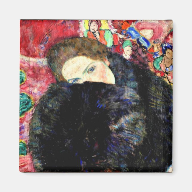 Gustav Klimt - Lady with Muff Magnet (Vorne)