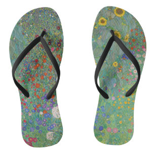 Gustav Klimt - Landgarten mit Sonnenblumen Flip Flops