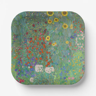 Gustav Klimt - Landgarten mit Sonnenblumen Pappteller