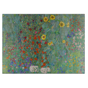 Gustav Klimt - Landgarten mit Sonnenblumen Schneidebrett