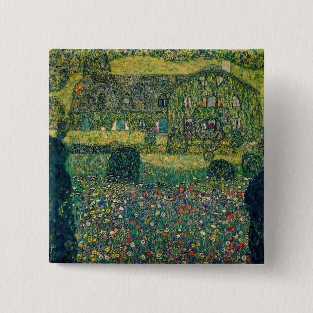 Gustav Klimt - Landhaus vom Attersee Button (Vorderseite)