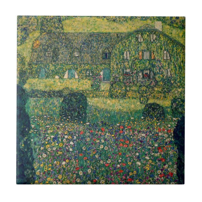 Gustav Klimt - Landhaus vom Attersee Fliese (Vorderseite)