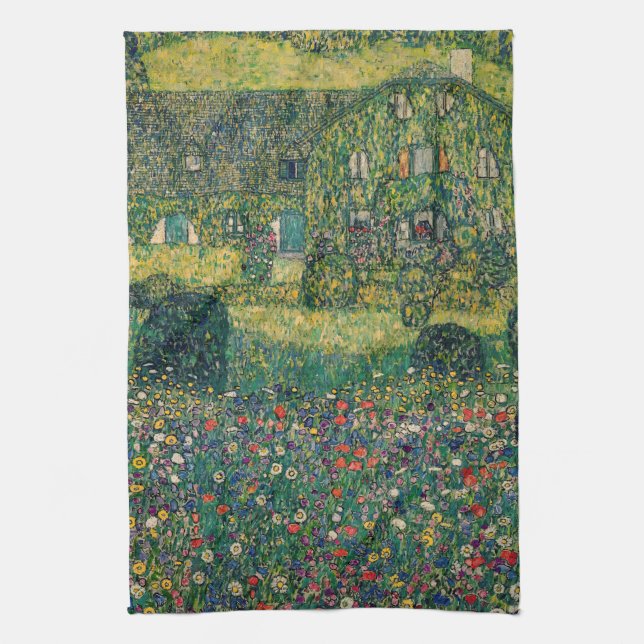 Gustav Klimt - Landhaus vom Attersee Geschirrtuch (Vertikal)