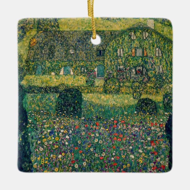 Gustav Klimt - Landhaus vom Attersee Keramikornament (Vorderseite)