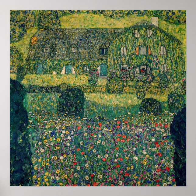 Gustav Klimt - Landhaus vom Attersee Poster (Vorne)