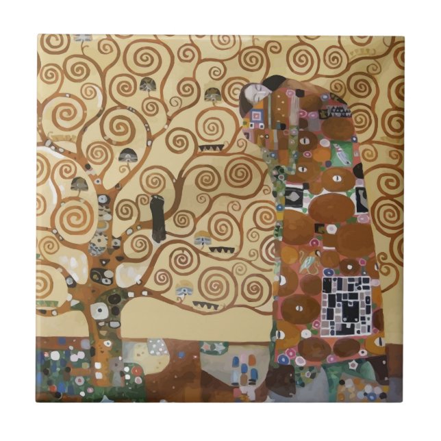 Gustav Klimt Lebensbaum Fliese (Vorderseite)