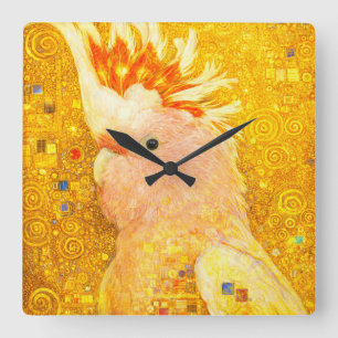 Gustav Klimt Major-Mitchell-Kakadu Quadratische Wanduhr