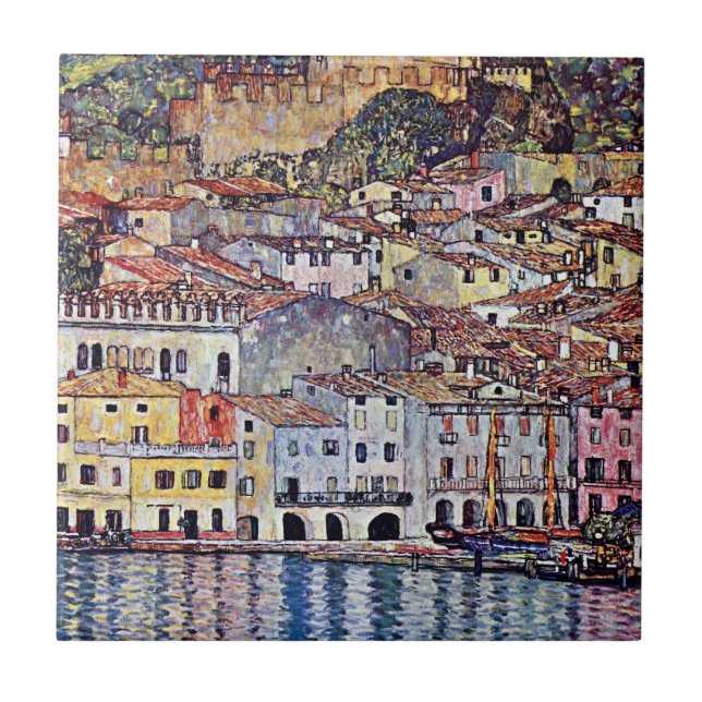 Gustav Klimt - Malcesine am Gardasee Italien Fliese (Vorderseite)