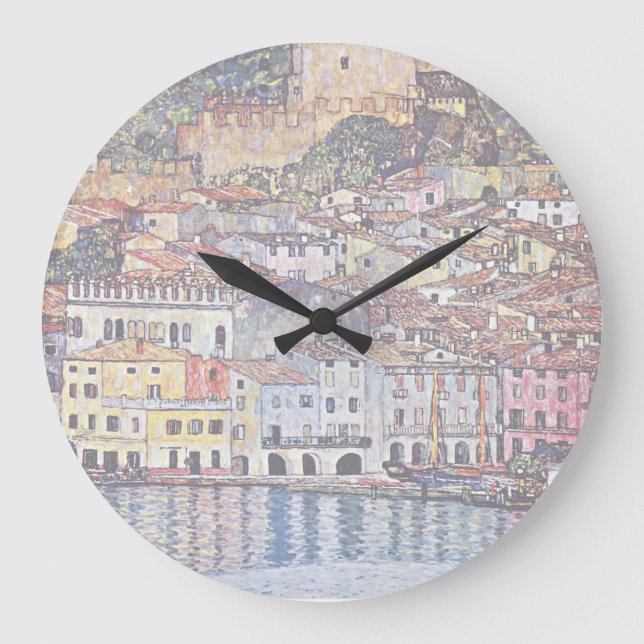 Gustav Klimt - Malcesine am Gardasee Italien Große Wanduhr (Vorderseite)