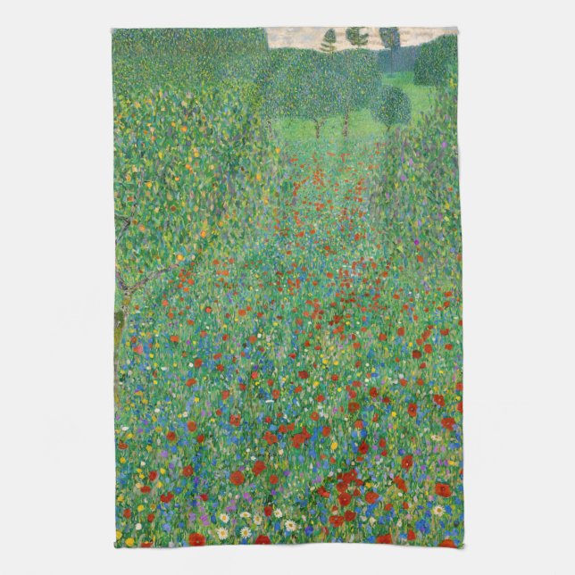 Gustav Klimt - Mohnfeld Geschirrtuch (Vertikal)