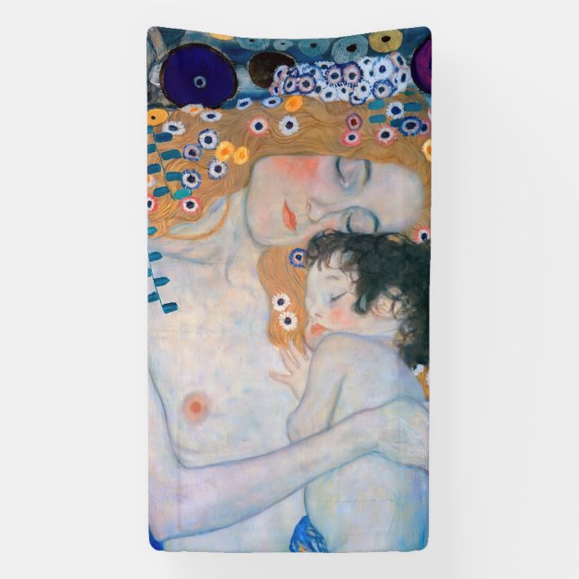 Gustav Klimt - Mutter und Kind Banner (Vertikal)