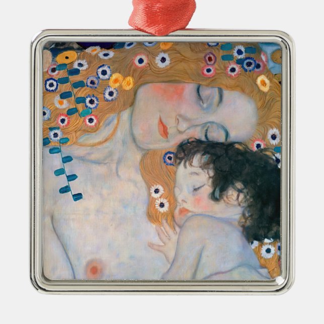 Gustav Klimt - Mutter und Kind Ornament Aus Metall (Vorne)