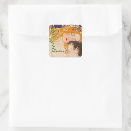 Gustav Klimt - Mutter und Kind Quadratischer Aufkleber