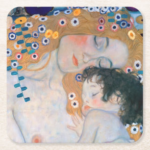 Gustav Klimt - Mutter und Kind Rechteckiger Pappuntersetzer
