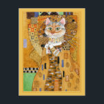 Gustav Klimt niedlicher Katzenlöffel Postkarte<br><div class="desc">Das ist ein Löffel von Gustav Klimts Porträtmalerei auf Adele Bloch-Bauer,  auch bekannt als "Die Frau in Gold".  Weil meine Version eine Katze enthält,  heißt sie "Die Katze in Gold".  Sie können die Randfarbe ändern,  wenn Sie möchten.  Dieses Bild ist auch auf anderen Produkten in meinem Zazzle-Shop erhältlich.</div>