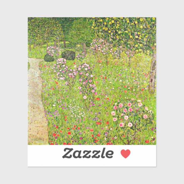 Gustav Klimt Orchard mit Rose Aufkleber (Blatt)