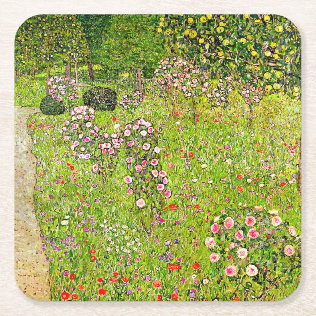 Gustav Klimt Orchard mit Rose Rechteckiger Pappuntersetzer (Vorderseite)